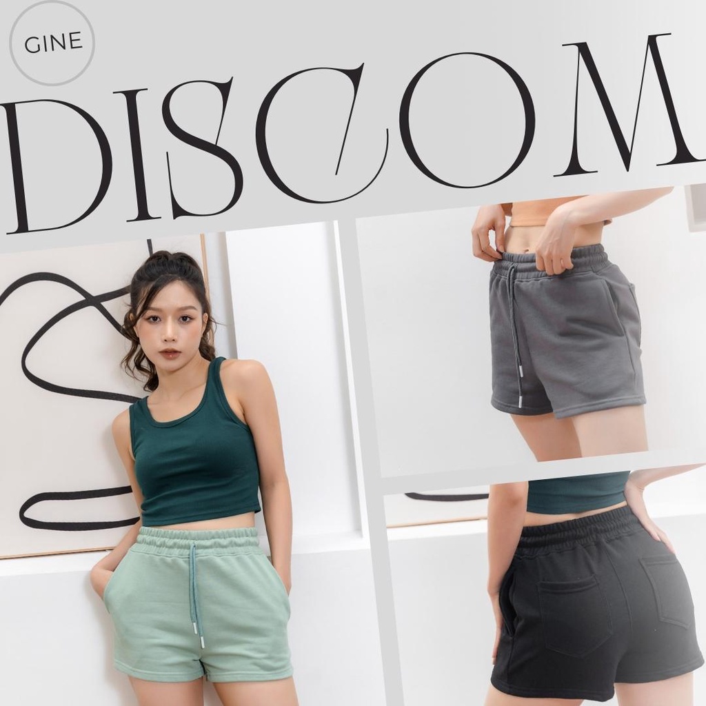 Quần short thun nữ DISCOM form basic, chất da cá, quần ngắn lưng thun nhiều màu - GINE STORE