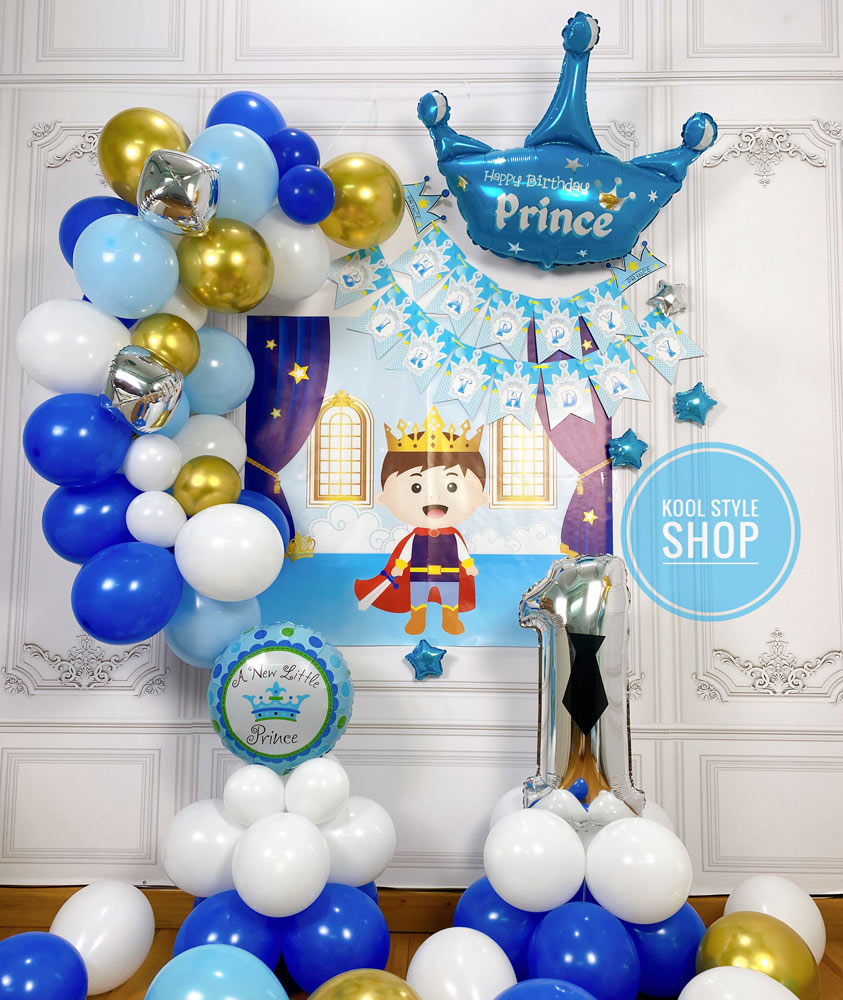 Backdrop phông nền bong bóng sinh nhật Hoàng Tử