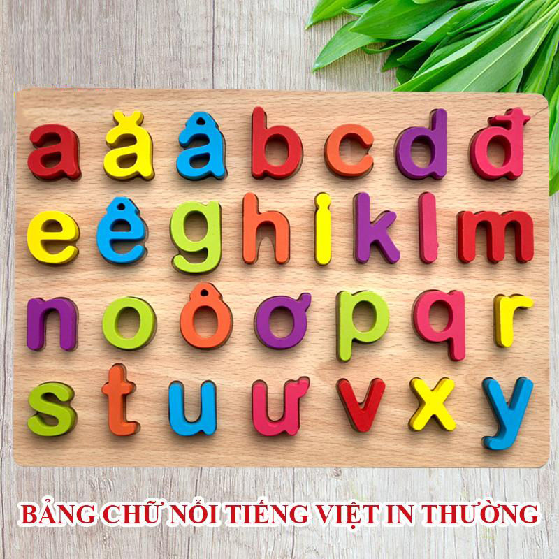 Bảng học chữ cái tiếng việt, bảng học gỗ vừa học vừa chơi có chữ hoa, chữ thường