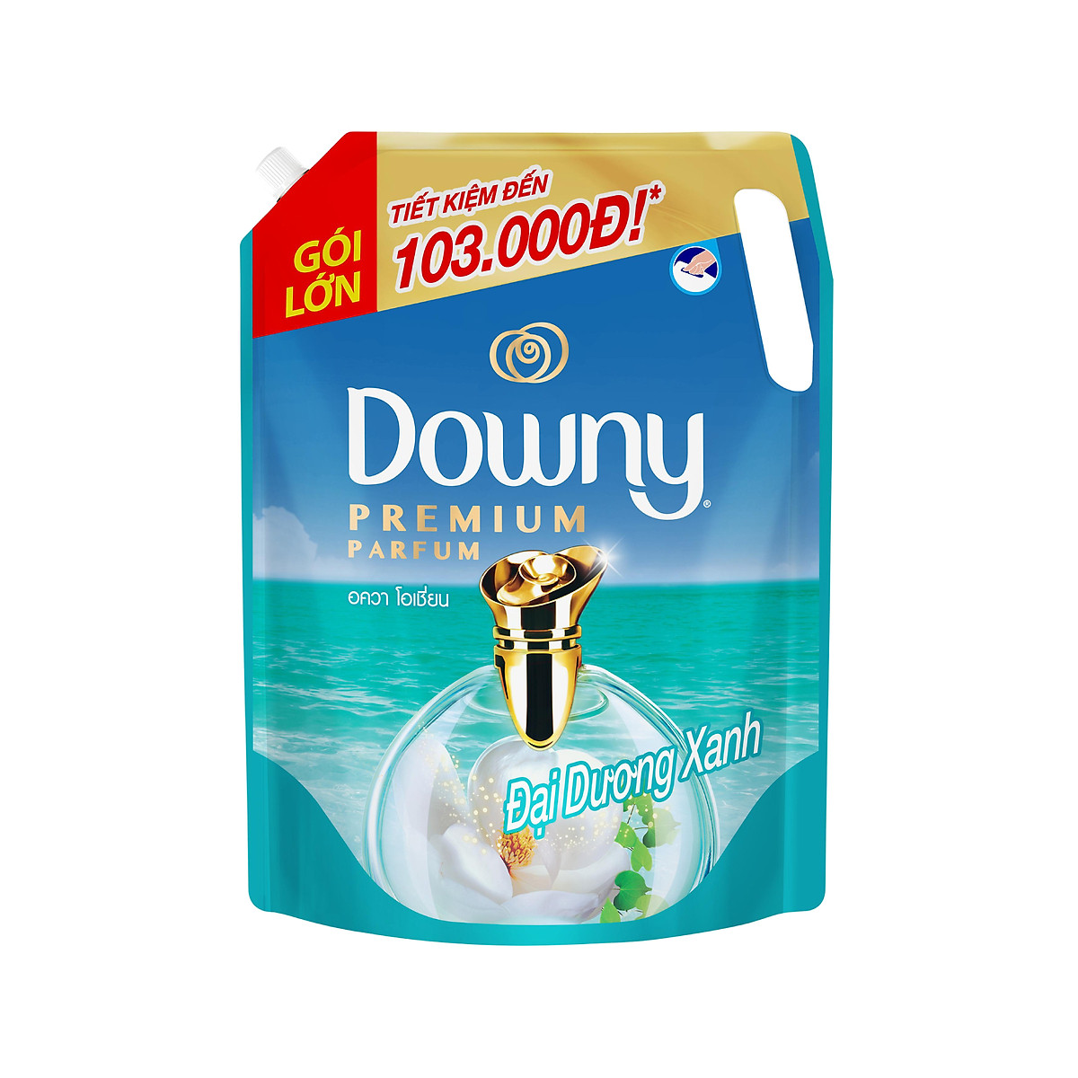 Nước Xả Vải Downy Đại Dương Xanh đậm đặc Dạng Túi 2.1L