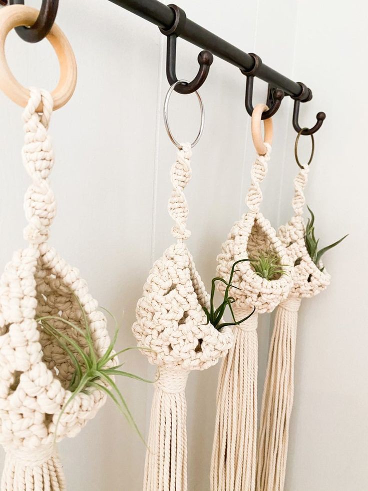 1 Giỏ treo trang trí hình quả trứng giỏ tết dây macrame handmade