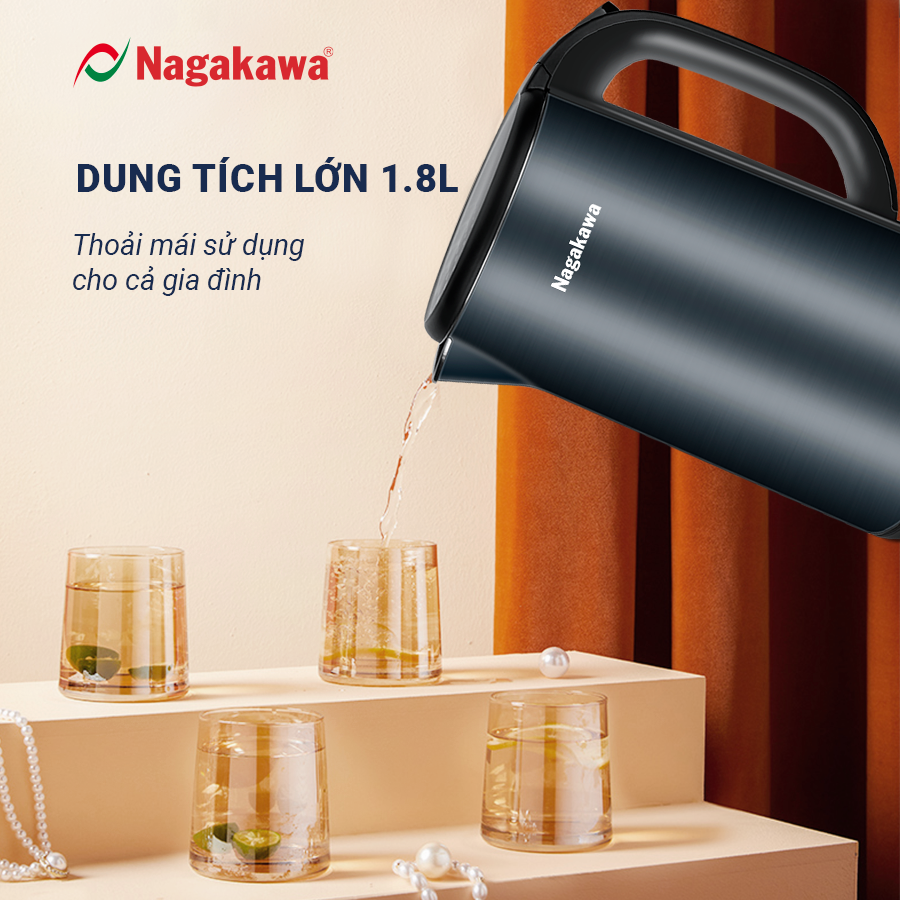 Ấm siêu tốc 2 lớp inox 304 Nagakawa NAG0319 - Hàng chính hãng