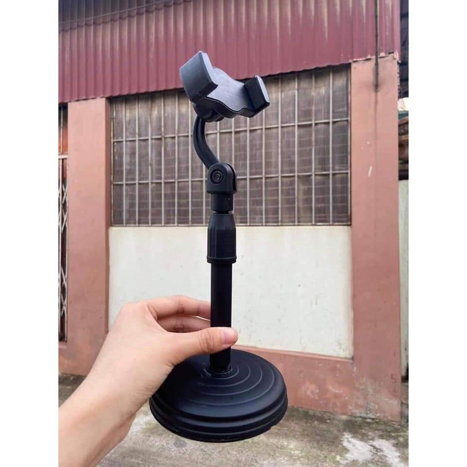 Giá đỡ diện thoại xoay 360 độ để bàn kẹp điện thoại livestream xem video học online.