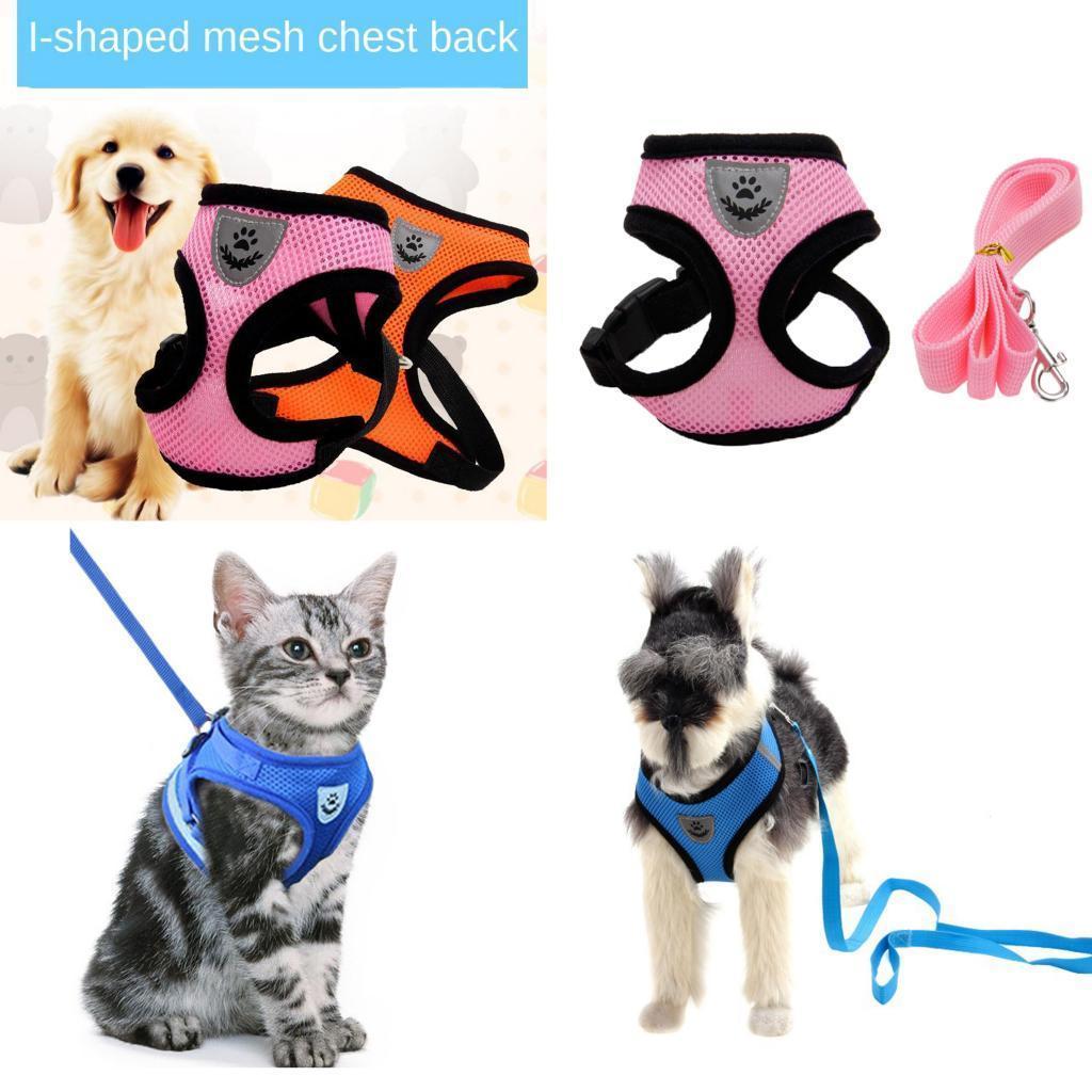 Pet Harness Chest Back Vest Dog Adjustable Harness Reflective 3 Blue S
