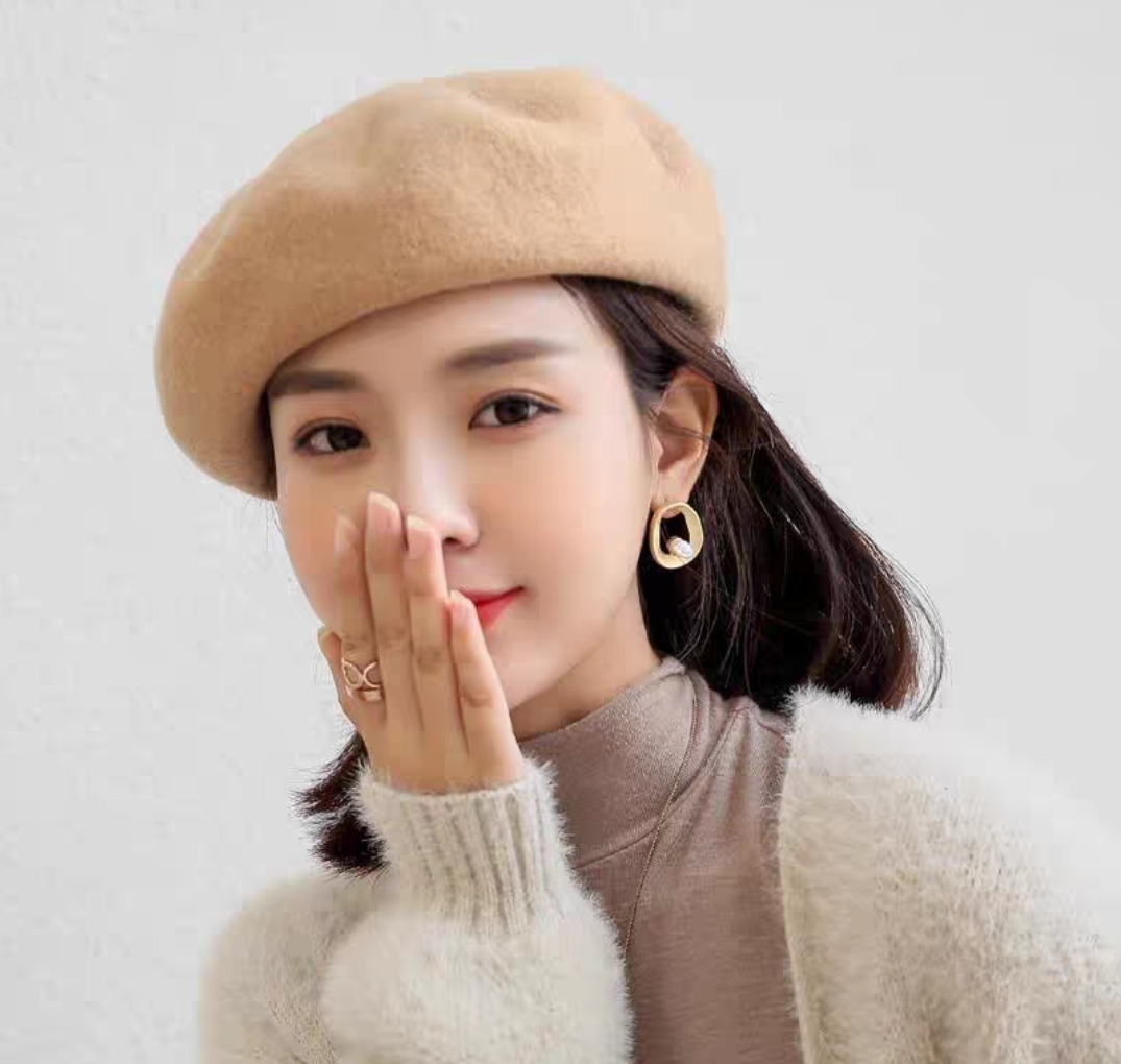 Nón bere mũ beret nữ len thời trang Hàn Quốc dona21120704