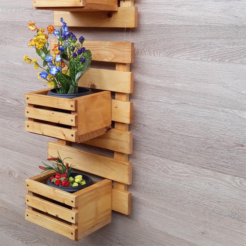 Kệ Gỗ Treo Tường Để Chậu Cây- Kệ Trang Trí Đẹp Chất Liệu Gỗ Thông Cao Cấp Nhập Khẩu Dài 60CM
