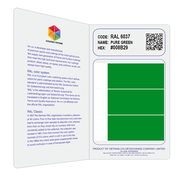 THẺ SO MÀU RAL FLASH CARD - MÀU RAL 6037