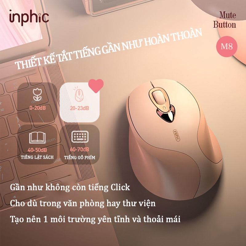 Chuột không dây pin sạc INPHIC M8 Chống ồn - Chuột Wireless 2.4G phiên bản mới 2022 sạc Type C - Hàng chính hãng