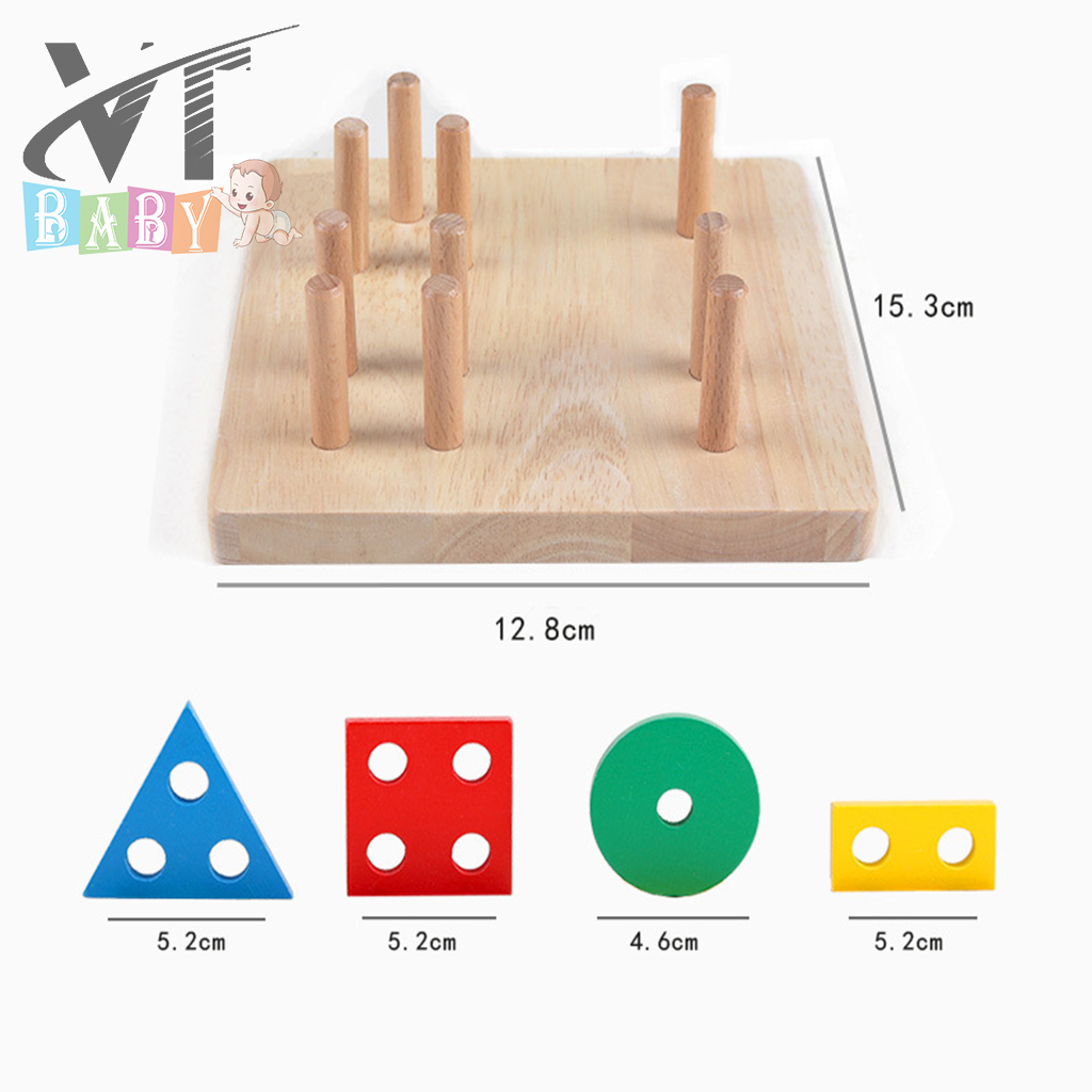 Bộ Thả 4 Cọc Hình Khối Bằng Cao Cấp Cho Bé