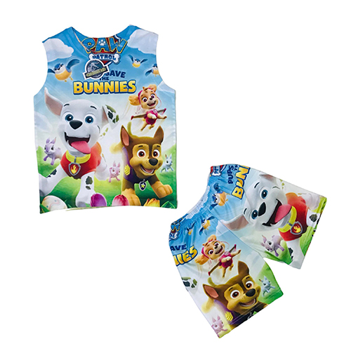 Đồ Bộ Thun Ba Lỗ In 3D cho bé trai hình chú cún bunnies