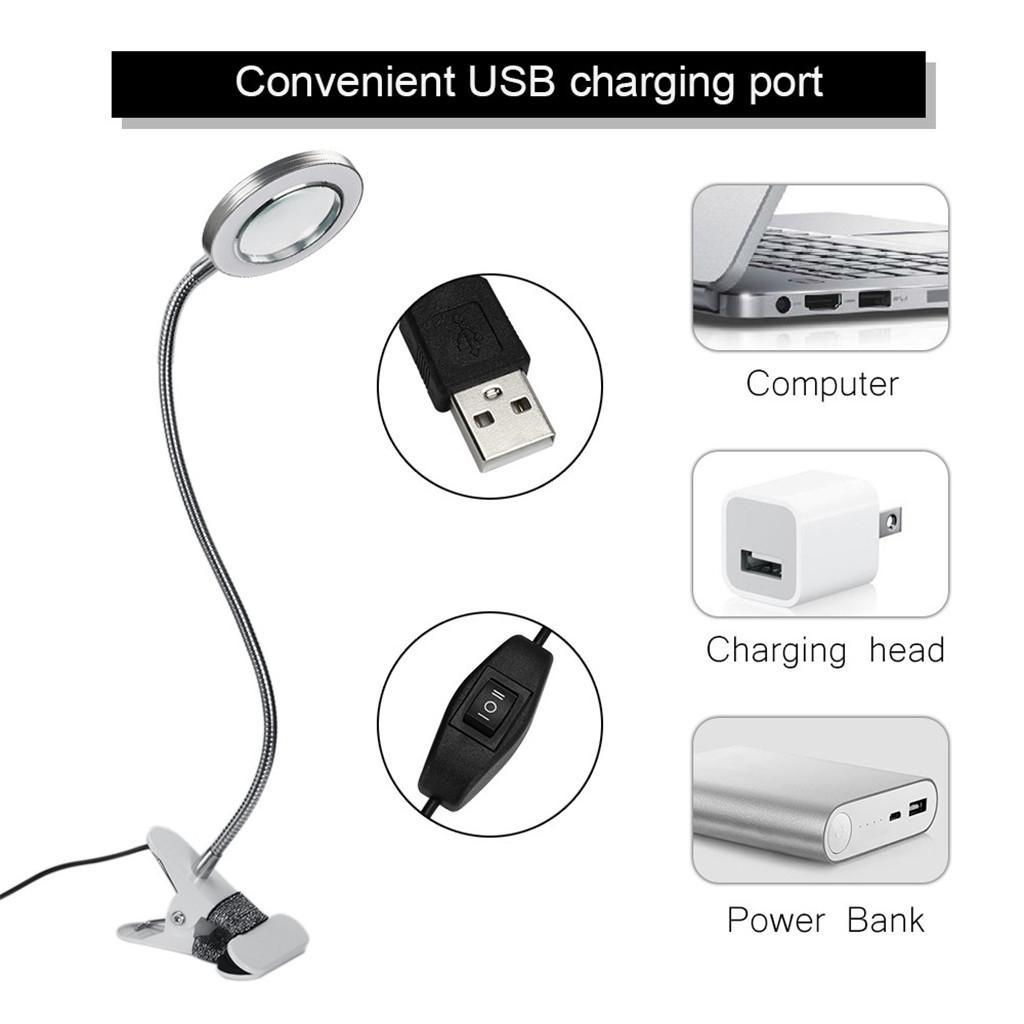 Portable LED Book Light,Portable Clip Lamp,USB Rechargeable 2 Way Brightness