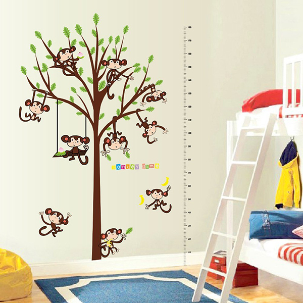 Decal Dán Tường Thước Đo Khỉ Con Binbin TD26 (182 x 125 cm)