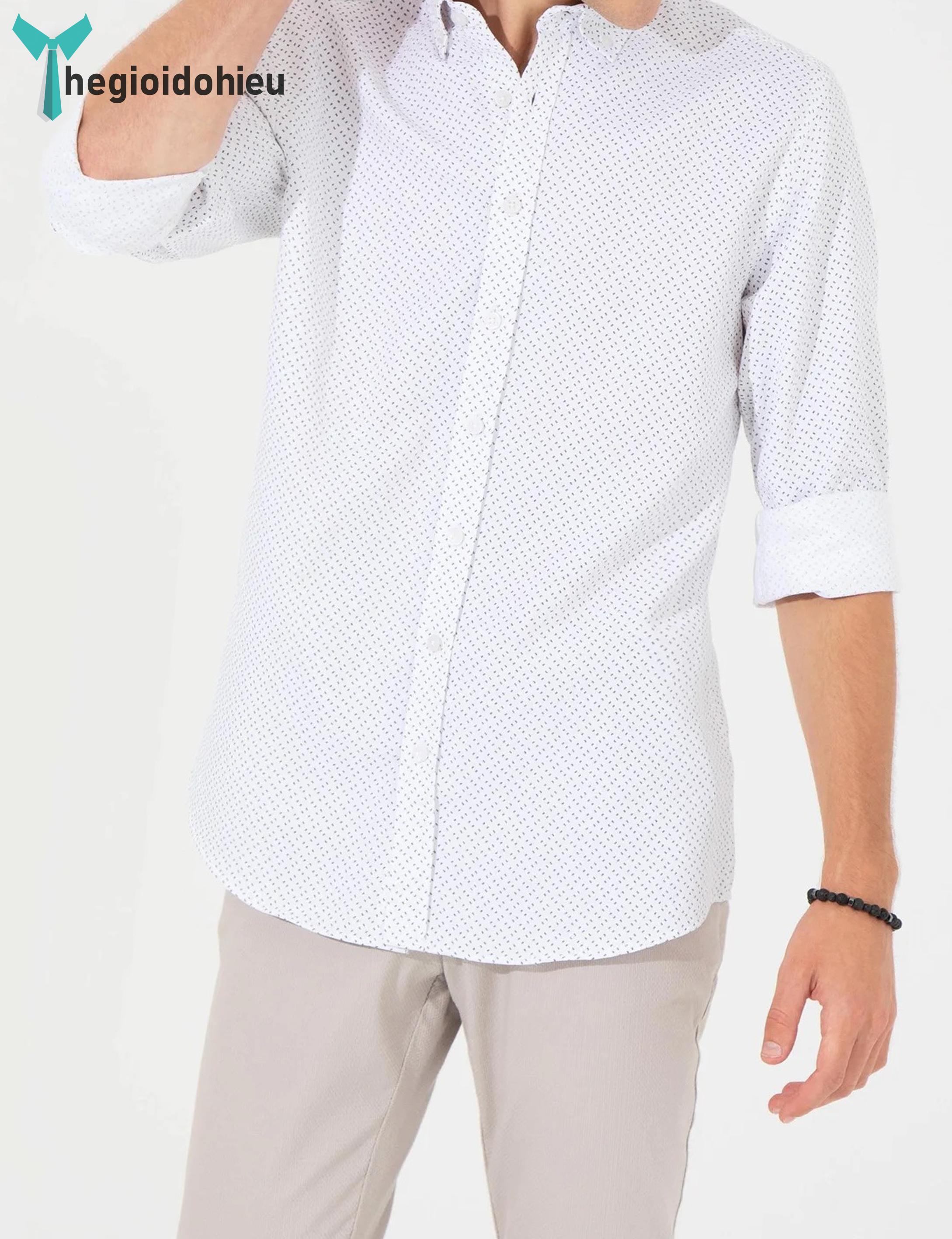 Áo sơ mi nam dài tay Pierre Cadin PCLShirt154 (Trắng họa tiết) - Hàng nhập khẩu - Không túi - Trắng họa tiết