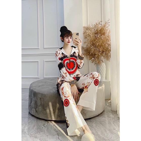 BỘ PIJAMA LỤA DÀI CAO CẤP CLC TRỐNG ĐỎ