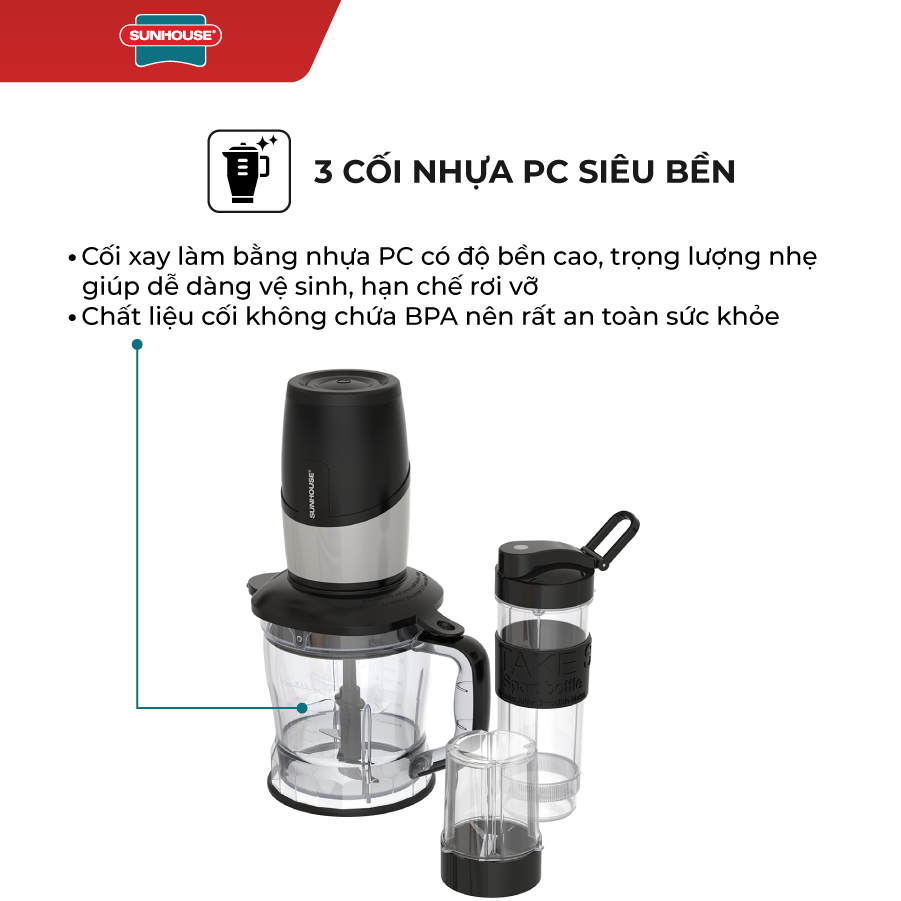 Máy Xay Sinh Tố Đa Năng Sunhouse SHD5340B - Hàng chính hãng