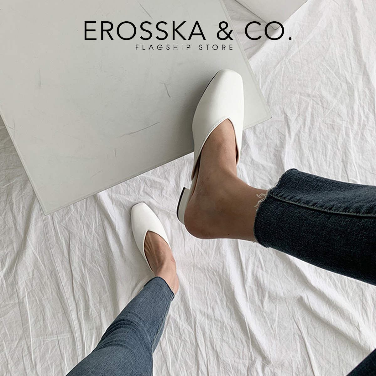 Erosska - Giày sục nữ mũi tròn phong cách thanh lịch EL021