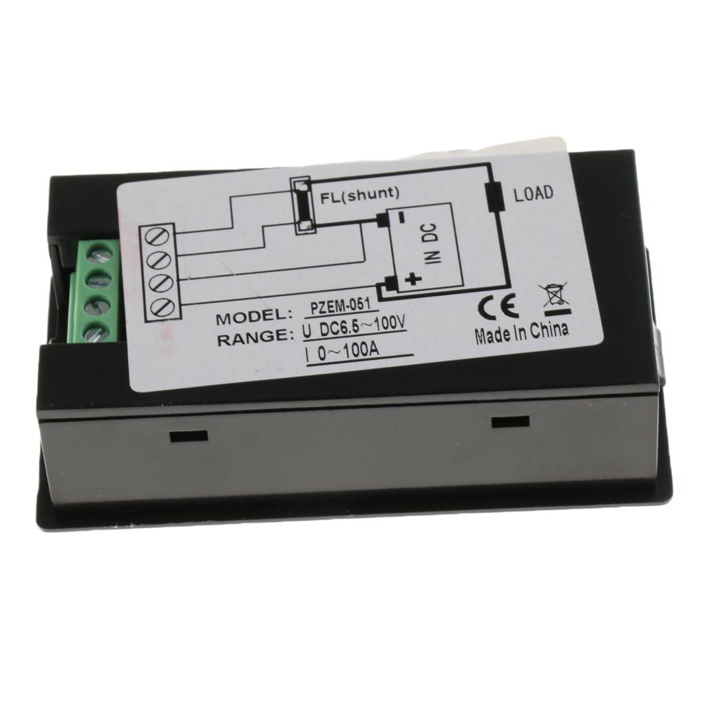 DC 6.5-100V 0-20A Digital LCD Display Voltage Current Power Watt KWh Meter Ammeter Voltmeter With Shunt