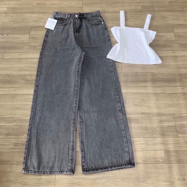 Quần Baggy JEANS lưng cao ống suông