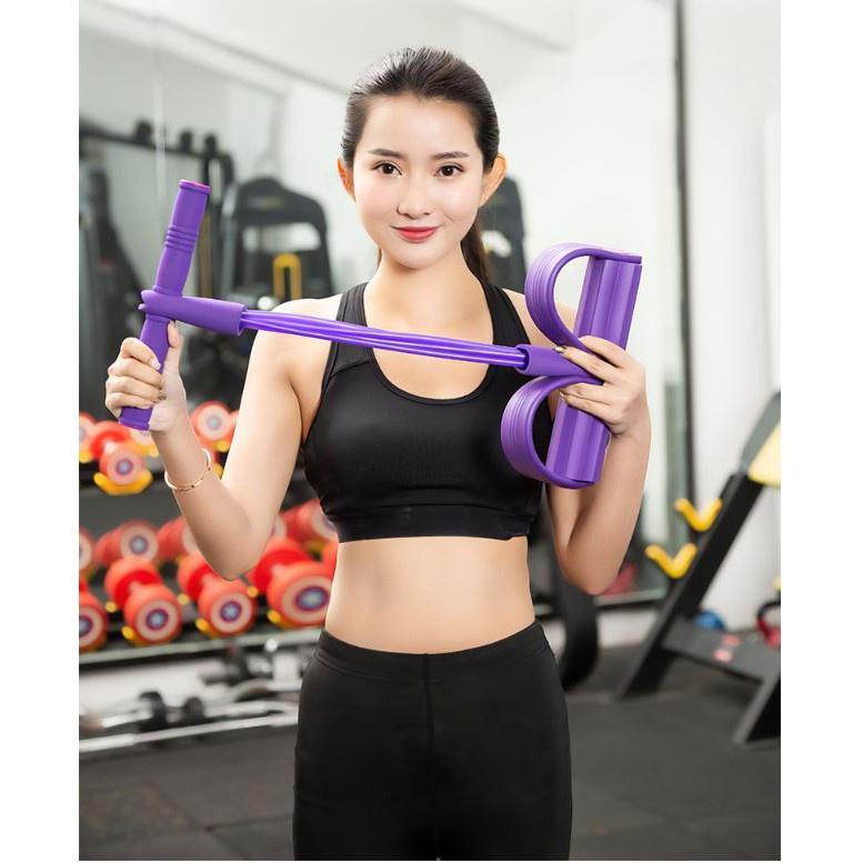 Dây kéo tập cơ bụng lưng tummy đa năng 4 ống đàn hồi hỗ trợ gym gập tại nhà giúp cho dáng chuẩn vòng eo thon