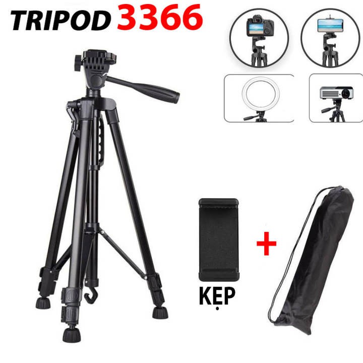 Chân đế dùng cho máy ánh điện thoại kiểu mới tripod 3366 - Tặng kèm remote và túi đựng - Hàng chính hãng