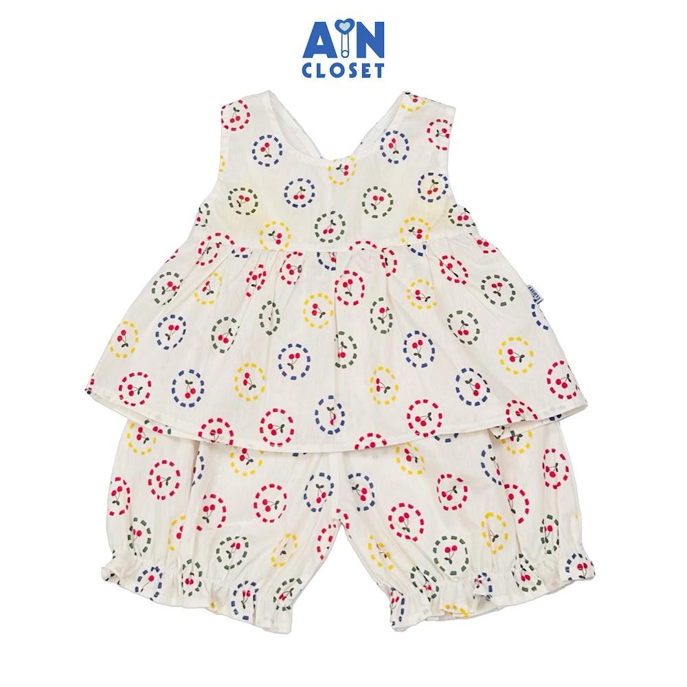 Bộ quần áo Ngắn bé gái họa tiết Cherry Tròn Nơ Vàng Cotton - AICDBGOB9UL8 - AIN Closet