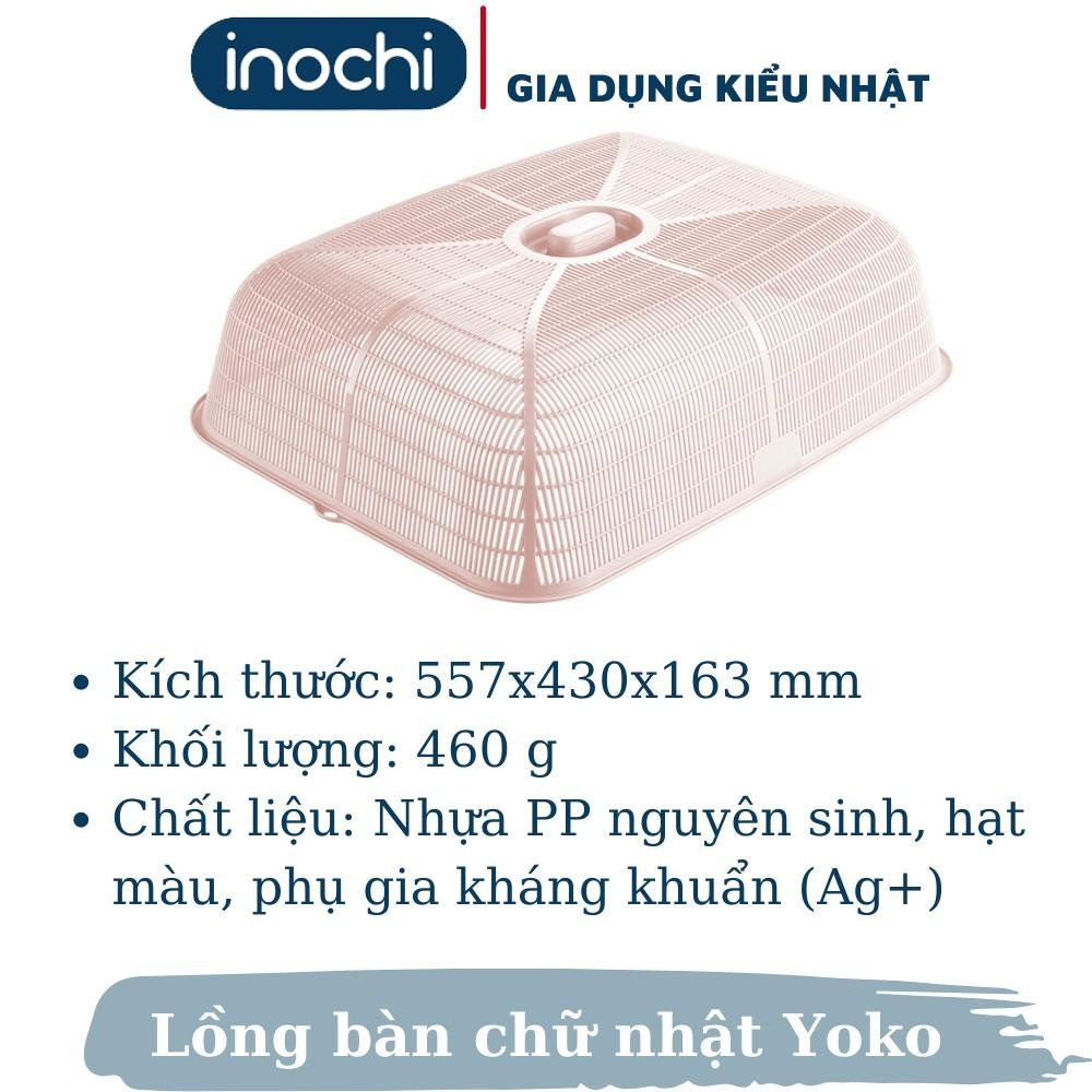 Lồng bàn giữ nhiệt thông minh chữ nhật Yoko inochi cao cấp đa năng đậy thức ăn nhựa kháng khuẩn không mùi