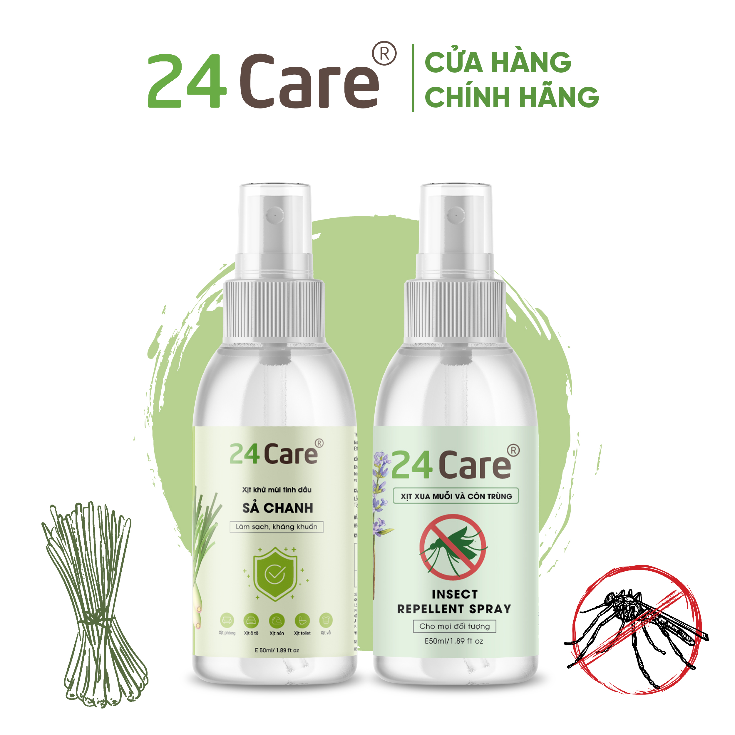 Xịt Phòng Tinh Dầu Hữu Cơ Organic 24Care 100ML - Kháng khuẩn - Khử mùi hôi - Đuổi muỗi - côn trùng - Tạo không gian lãng mạn, hẹn hò - Hương thơm thư giãn