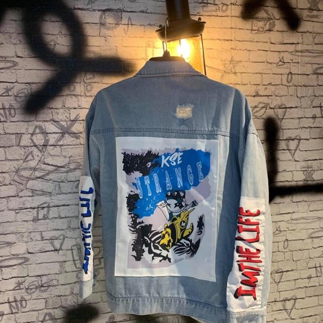 Khoác jeans đắp vải