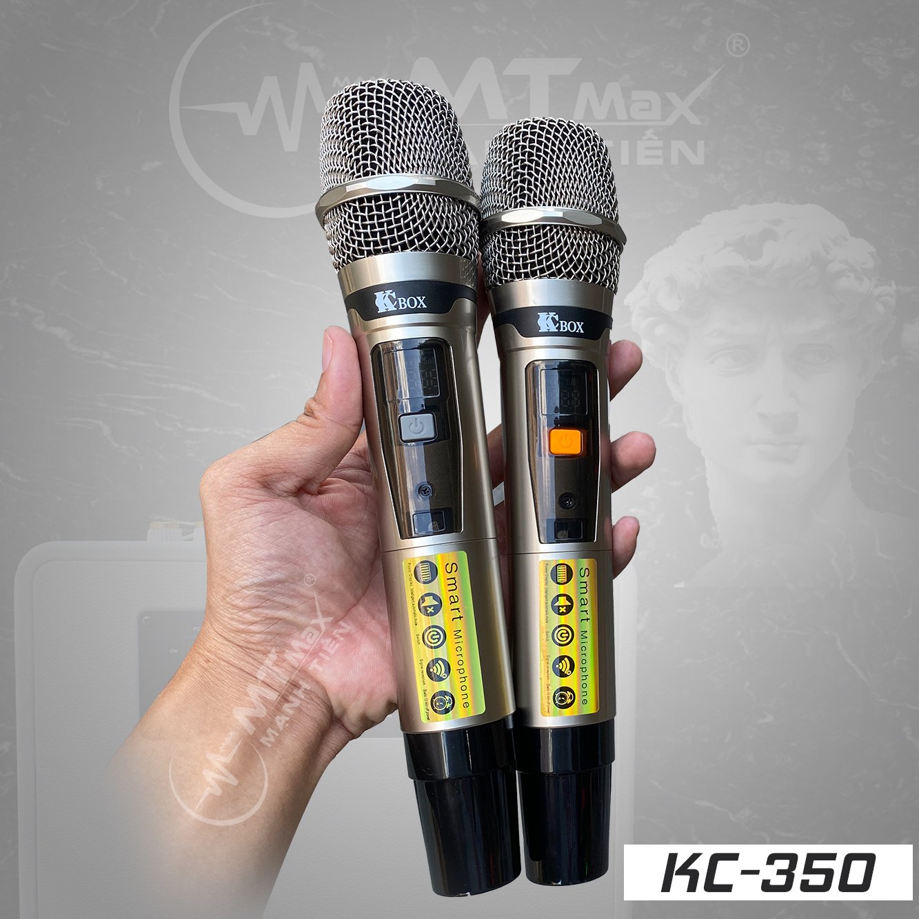 Dàn âm thanh di động KCBox KC-350 - Loa kéo, loa xách tay di động 3 đường tiếng - Hệ thống bass và 1 treble, 1 mid - Kết nối bluetooth 5.0, AUX, USB - Kèm 2 micro không dây UHF - Thiết kế cực sang trọng - Hàng nhập khẩu