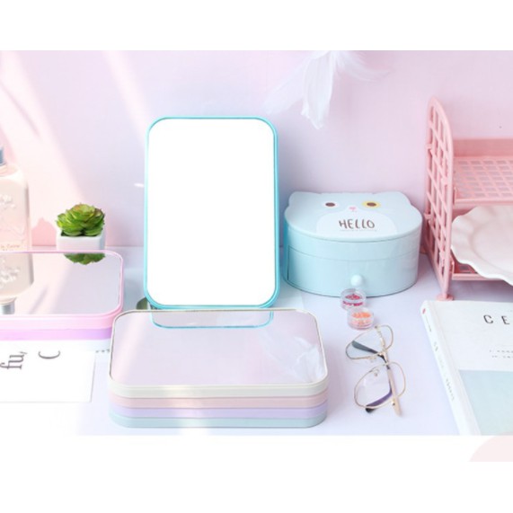 Gương để bàn trang điểm xinh xắn Hàn Quốc, thích hợp mang đi làm, du lịch, gọn gàng trong túi xách, balo