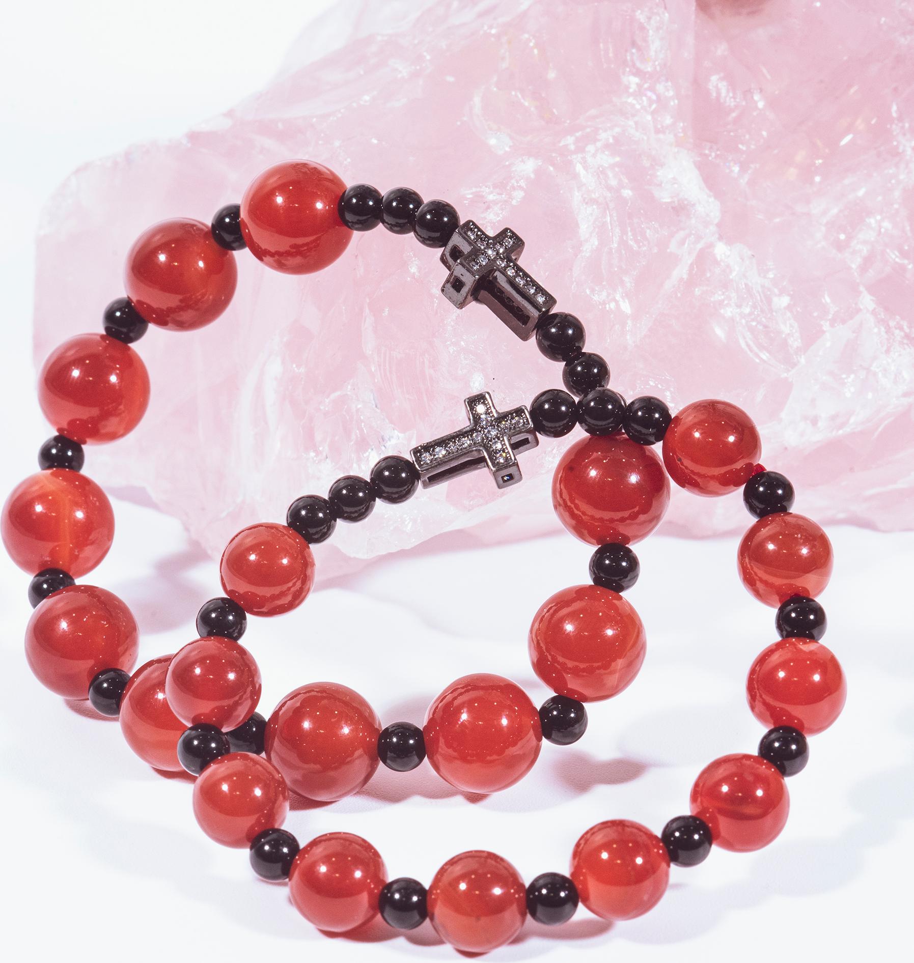 Vòng Chuỗi Mân Côi dành cho Mẹ và Bé đá Mã Não Đỏ Tự nhiên - BRRAG01 - VIETGEMSTONES