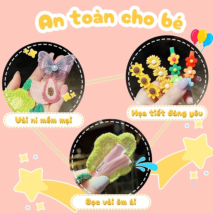 Set 12-14 kẹp tóc cho bé dễ thương nhiều mẫu lựa chọn