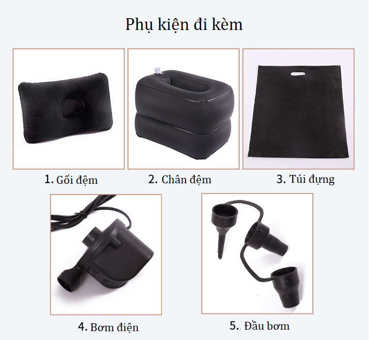 Đệm nằm hơi bằng chất liệu nhung sang trọng, cao cấp trên ô tô -giao màu ngẫu nhiên(Tặng gương cầu lồi mini gắn gương chiếu hậu ô tô)