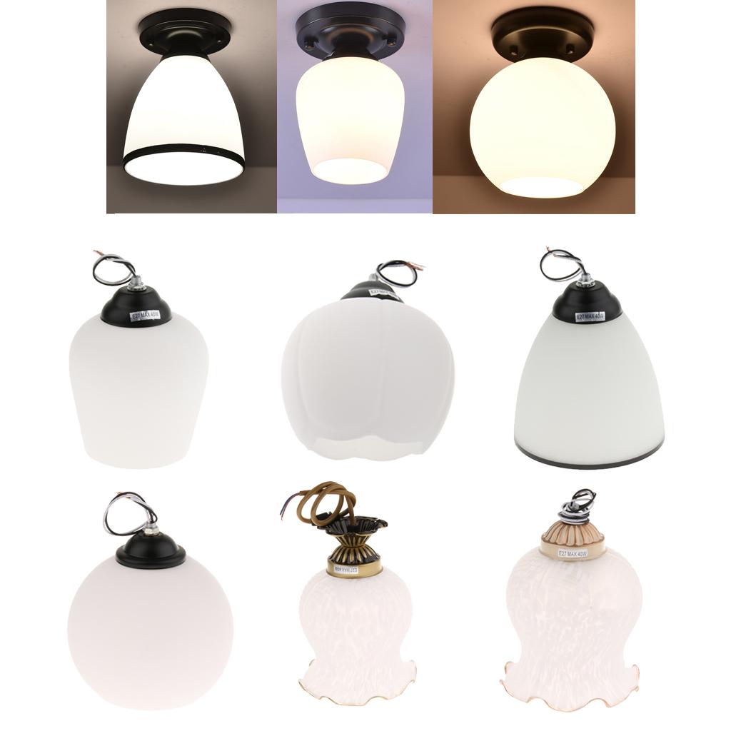 E27 White Frosted Glass Flush Ceiling Lighting Light Shade Lamp
