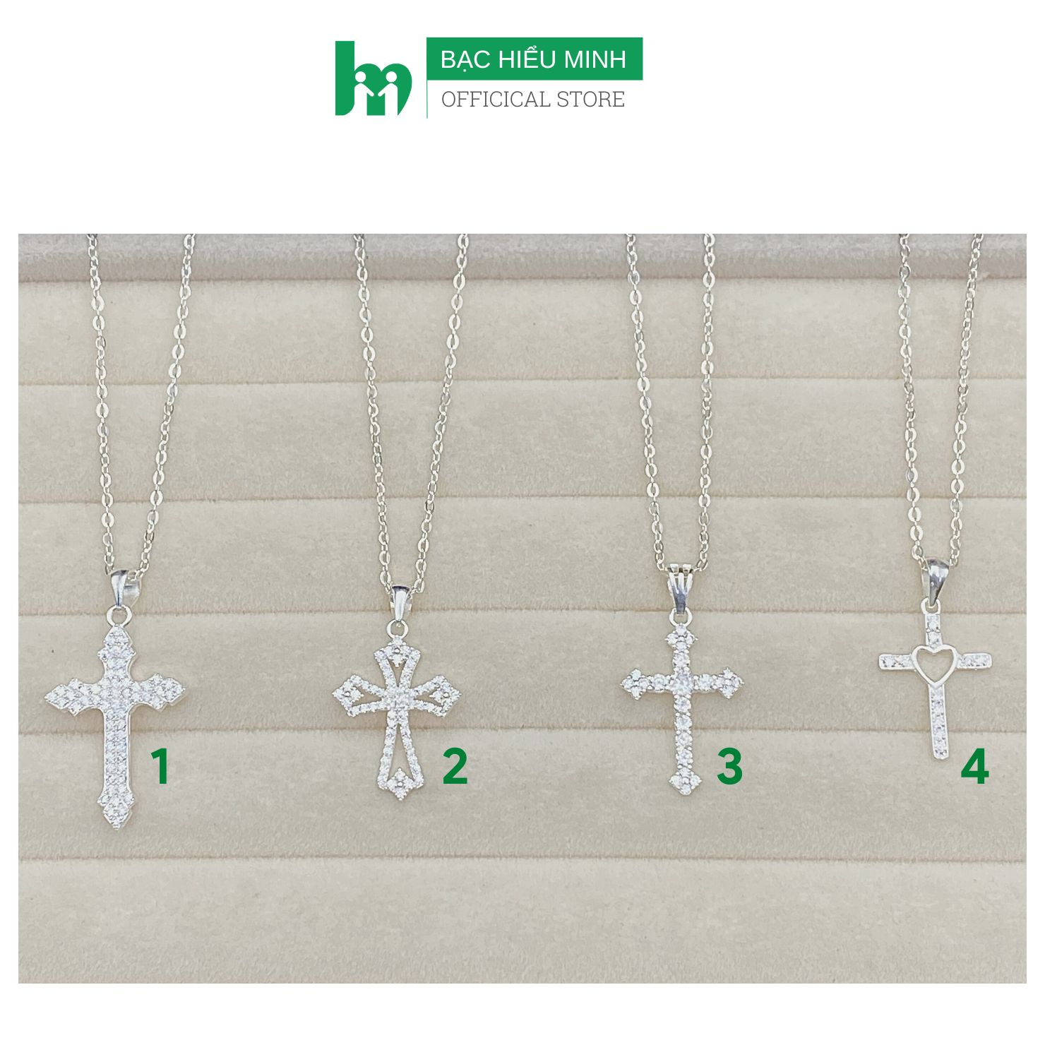 Dây Chuyền Bạc Ta Hình Thánh Giá Đính Đá Chính Hãng Bạc Hiểu Minh DMD536