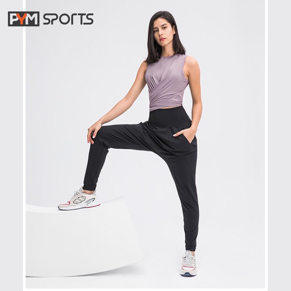 Quần Jogger Harem Tập GYM, YOGA ,Thể Thao PYMSPORT - PYMJ009 cạp cao - 3 màu xanh, đen, xám