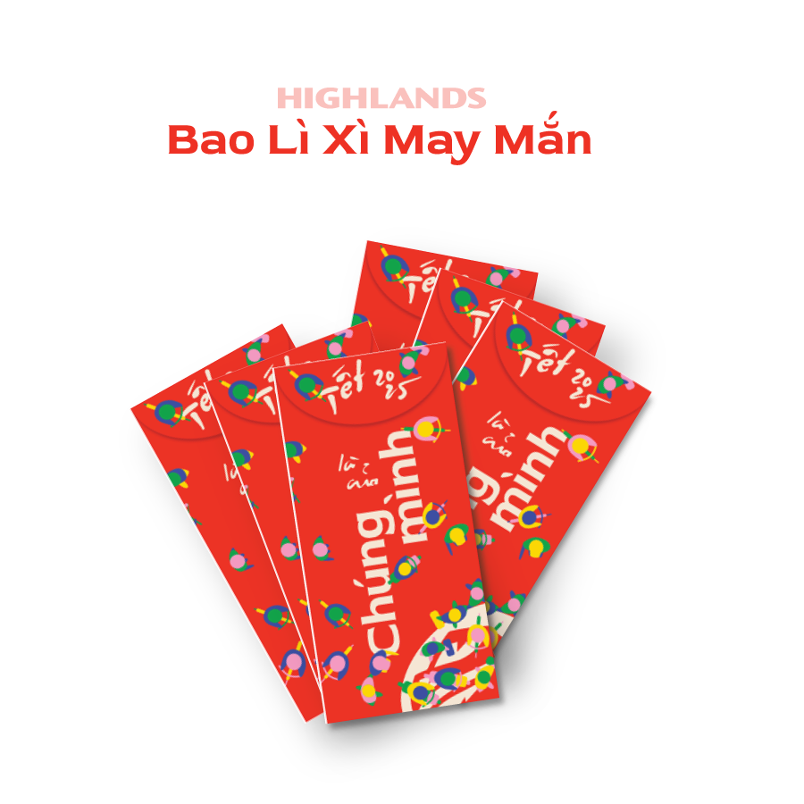 Bộ 6 bao lì xì Highlands may mắn