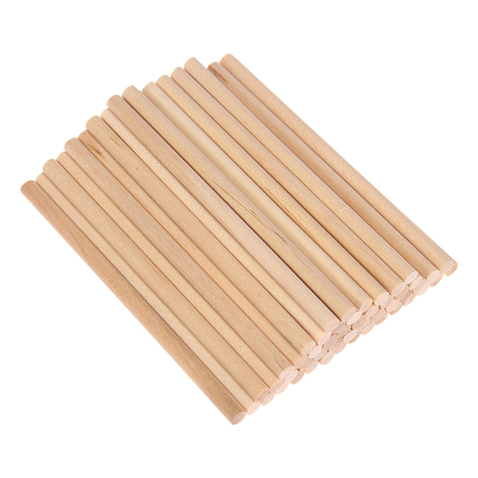 100Pc Unfinished Wood Sticks Wooden Dowel Rods for Model Art Crafts DIY