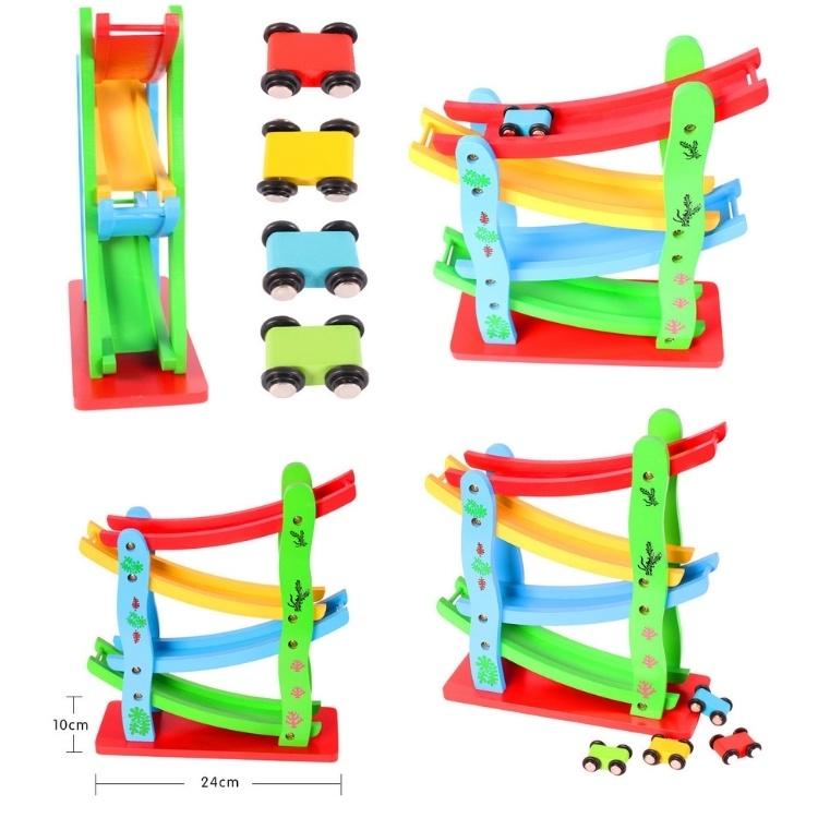 Đồ Chơi Gỗ Xe Trượt 4 Tầng Bằng Gỗ Cho Bé