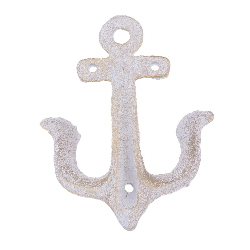 4x Wall Hook Heavy Duty Rack Hanger White Wall Mounted Vintage Anchor Shape