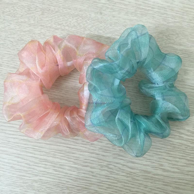 Dây buộc tóc Scrunchies bóng ánh kẻ size nhỏ EAFIT009