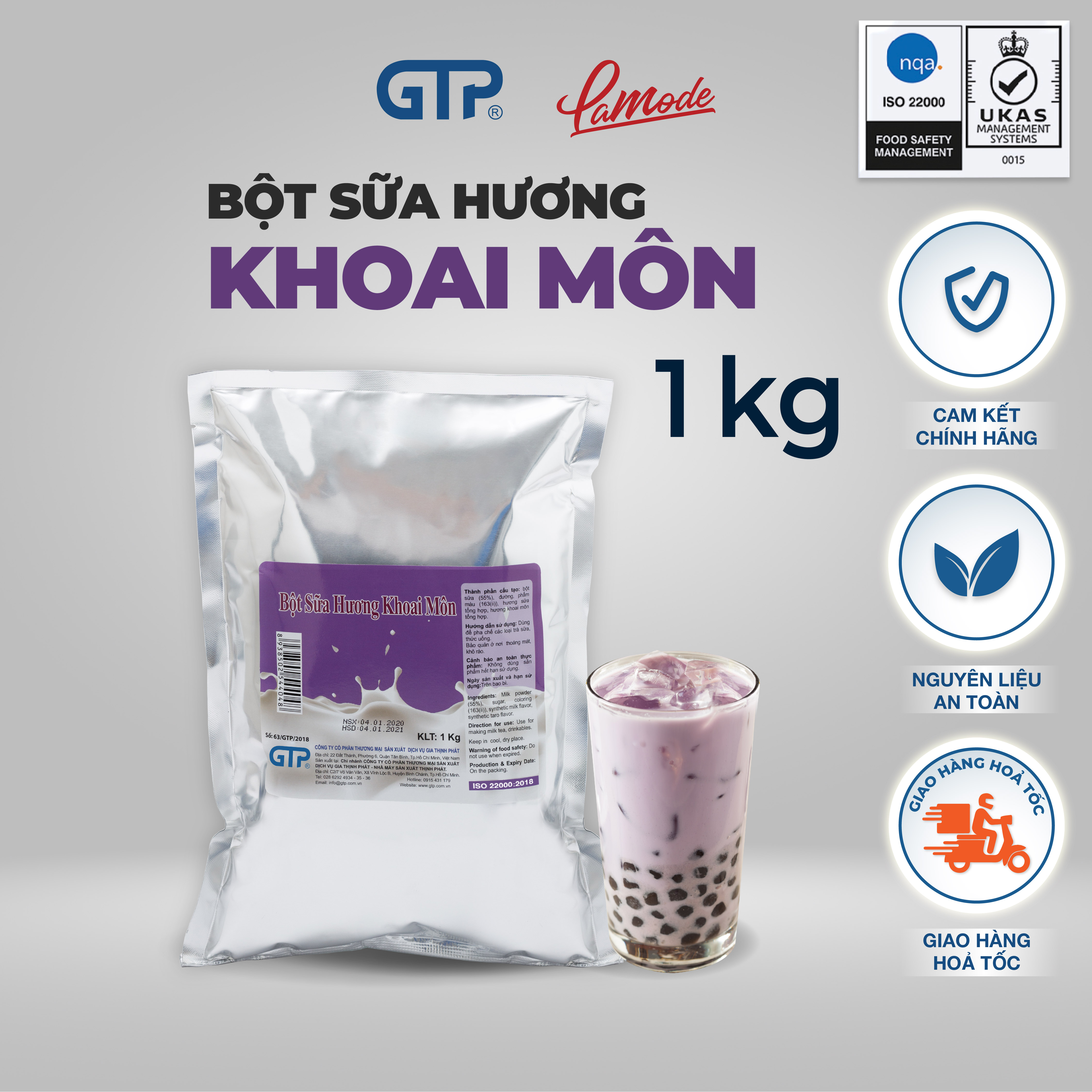 Bột sữa pha trà sữa Khoai môn GTP - Thơm ngon tự nhiên - SP Chính Hãng )