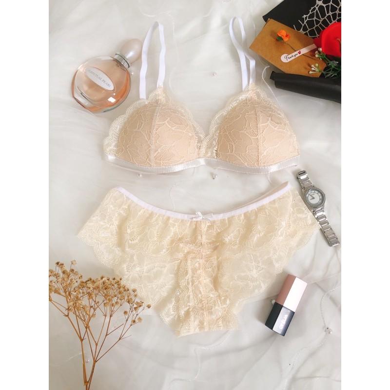Hera nude - Set lót ren áo bra không gọng mút mỏng