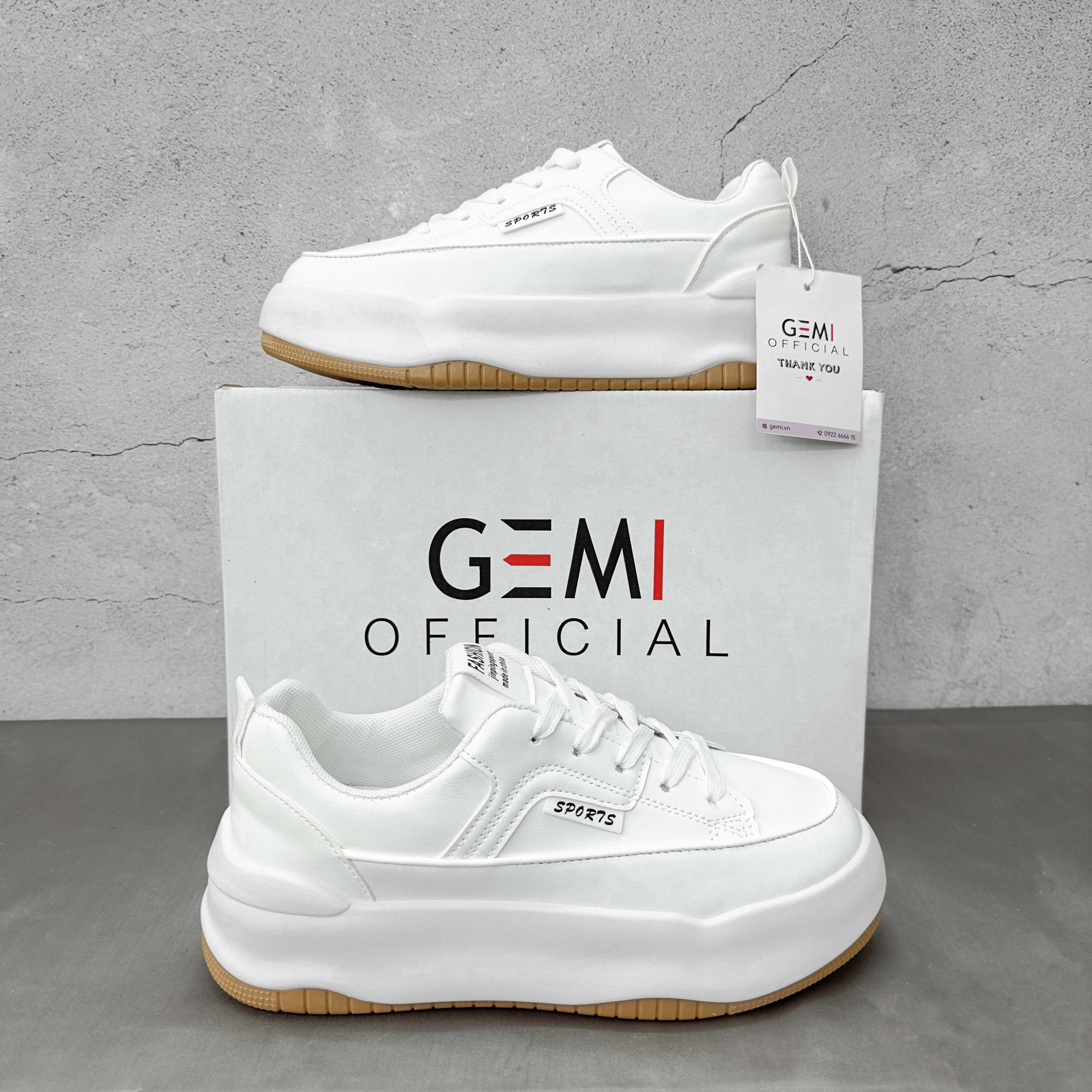 Giày thể thao nữ GEMI - giày ullzzang màu viền đen- trắng, giày sneaker bánh mì, độn đế- M7088