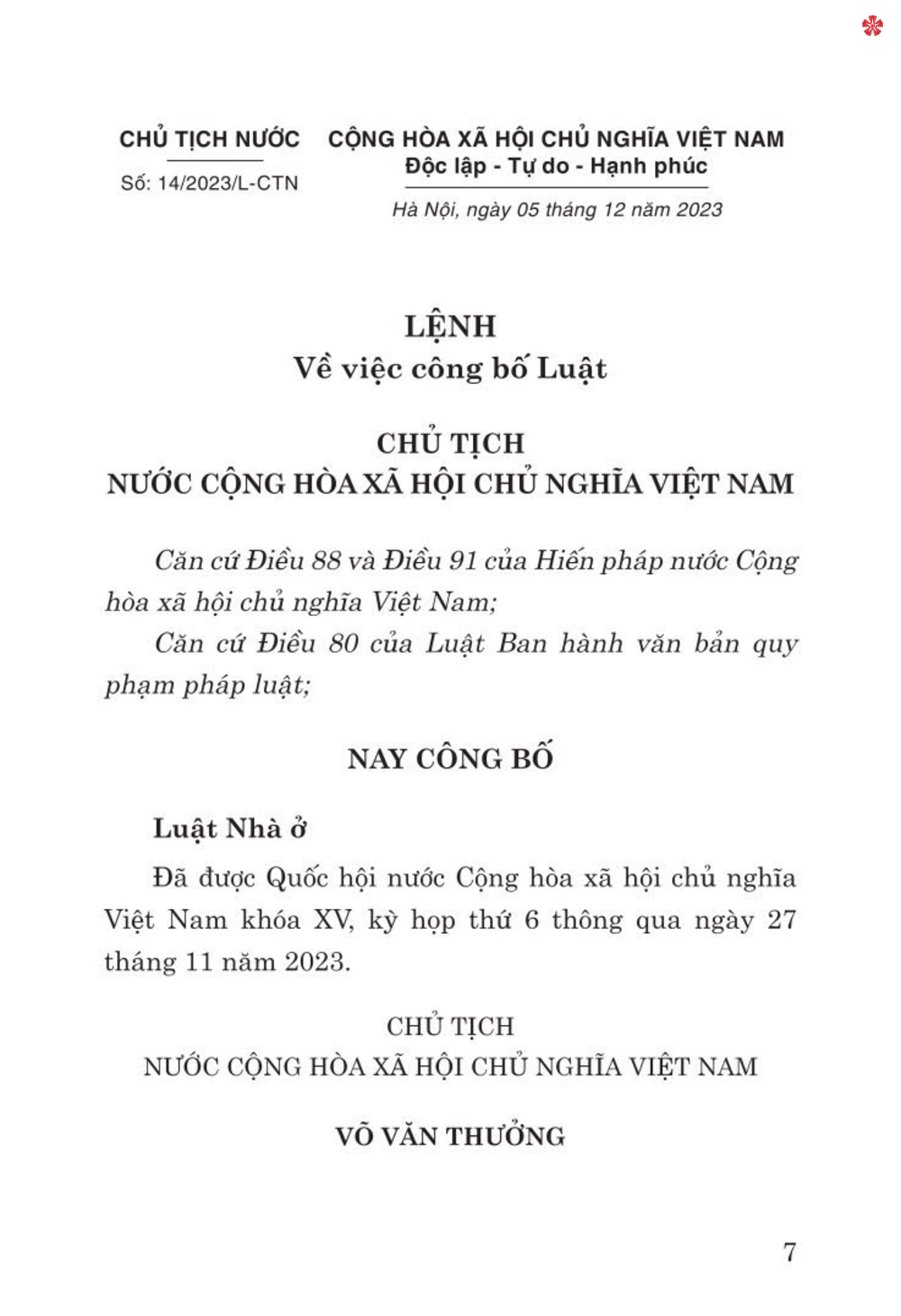 Luật nhà ở 2023 (sửa đổi, bổ sung năm 2024)