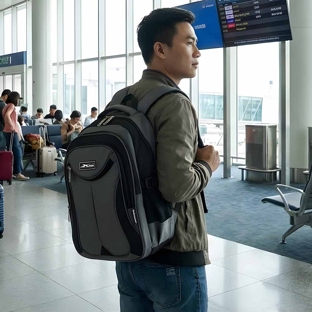 Balo nam đi học đi làm cao cấp Xbags Naituo xám – Balo đựng laptop 15.6 inch chống sốc chống nước hiện đại XB2004