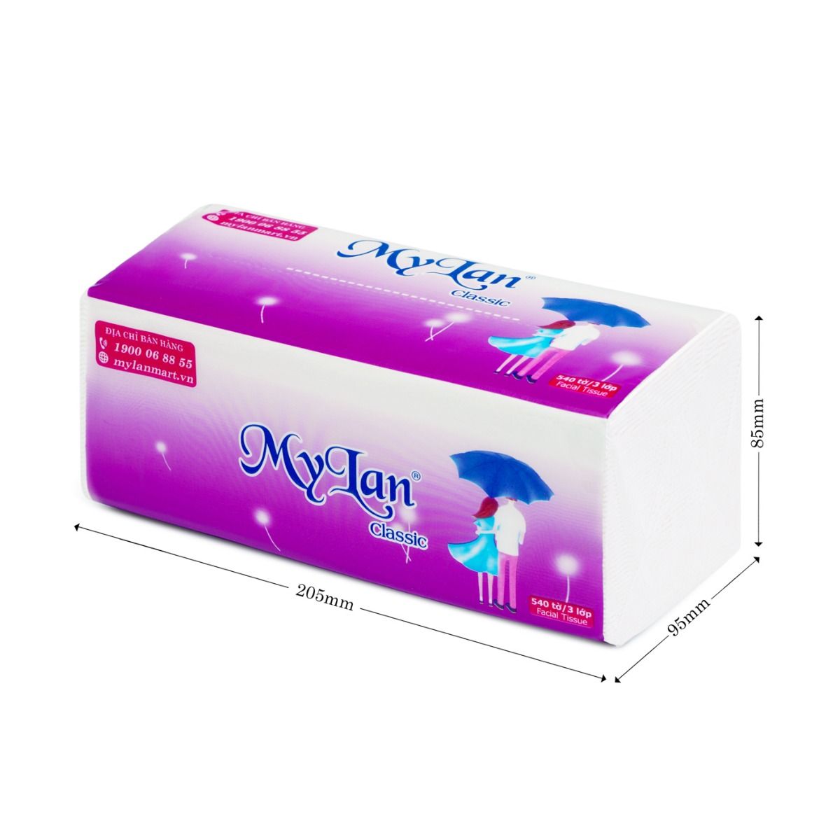 Giấy Rút Tình Nhân MyLan 3 Lớp (450 Tờ/Gói, 4 Gói/Xách)