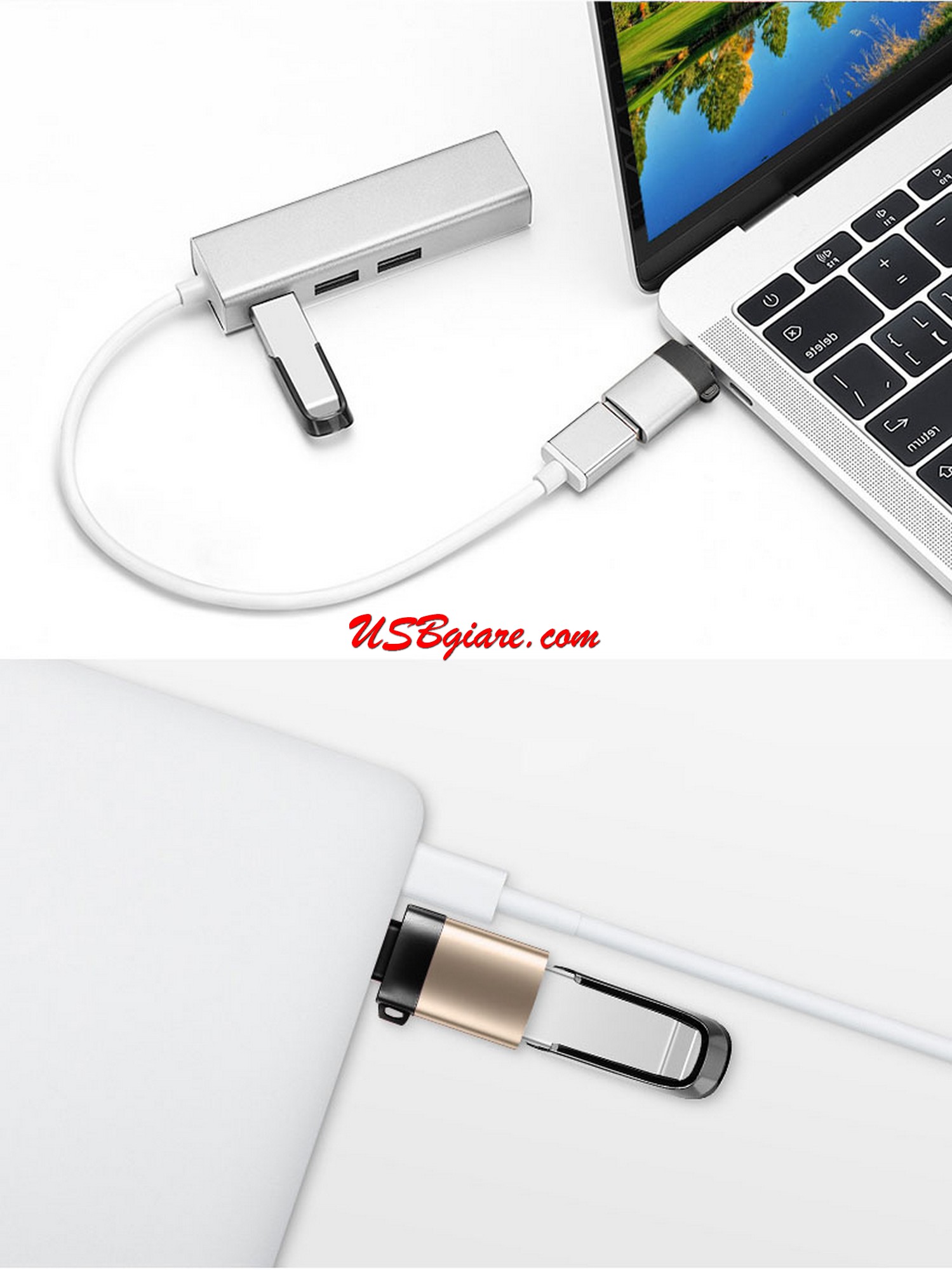 Bộ Chuyển Đổi Type-C Sang USB3.0 OTG - có móc treo cao cấp