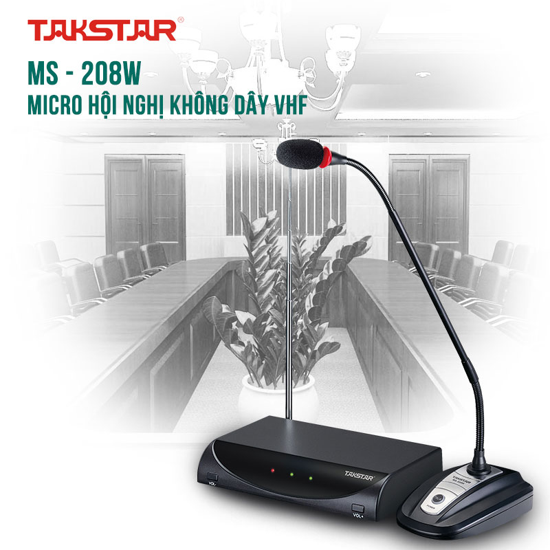 Mic hội nghị không dây Takstar MS-208W, micro độ nhạy cao dành cho hội nghị, nhà thờ và phát thanh công cộng, hàng chính hãng