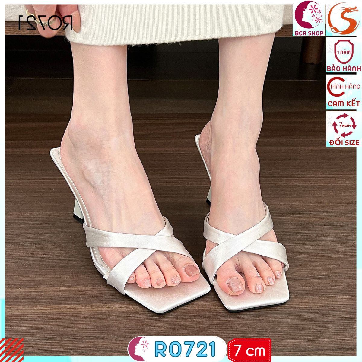 Giày Hở Mũi Nữ Cao Gót 7p RO721 ROSATA Tại BCASHOP Thiết Kế Thanh Lịch Phù Hợp Công Sở, Dạo Phố, Tiệc